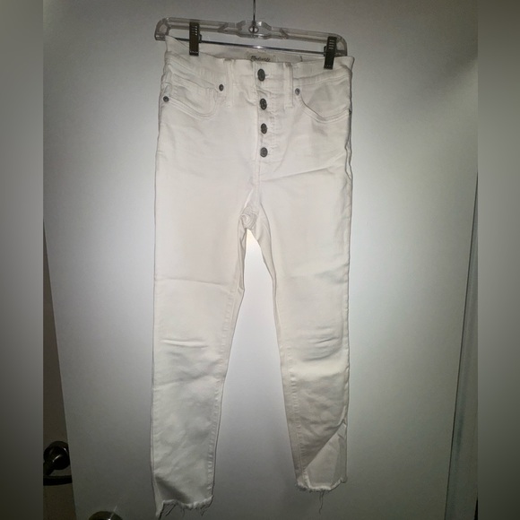 Madewell 9” Mid-Rise Button Skinny Jean Size 27 Pure White - Picture 8 of 13